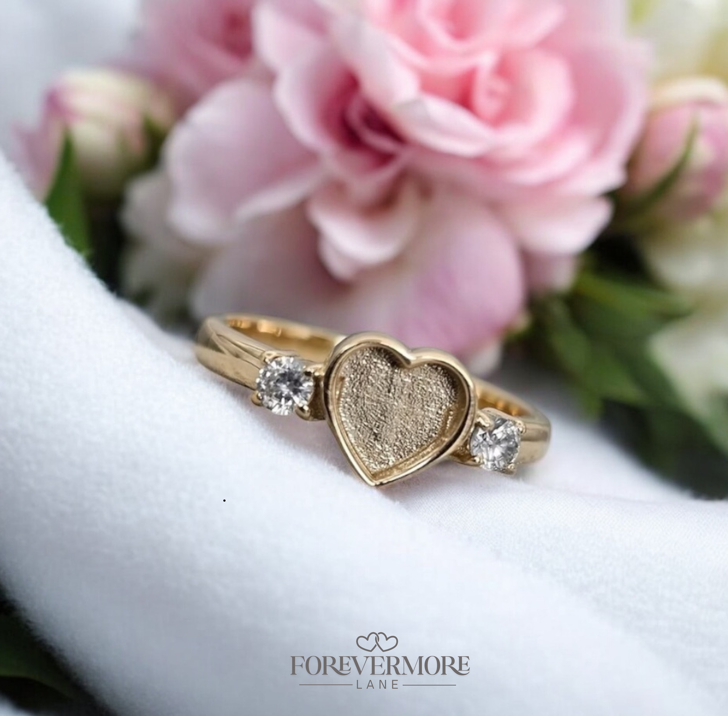 Azaria Gold Heart Double CZ Ring