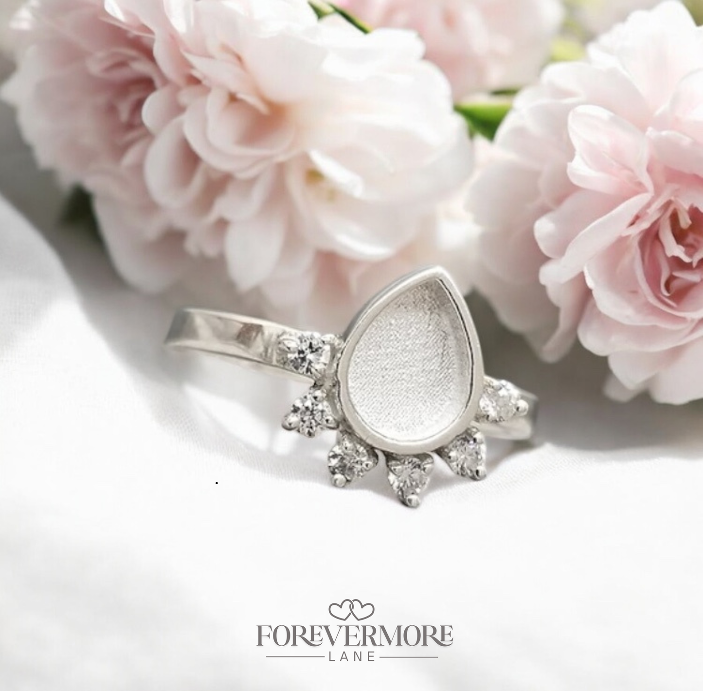 Reann Half Halo Teardrop Ring