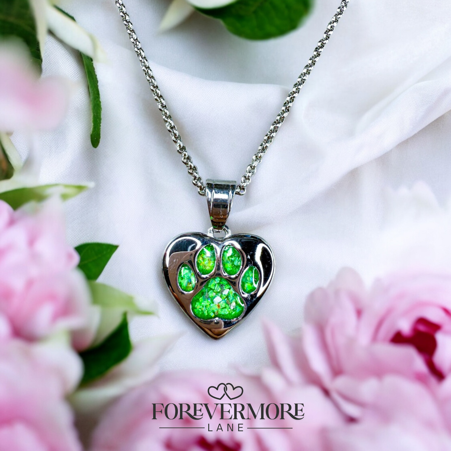 Charlie Heart Paw Pendant (Stainless Steel)