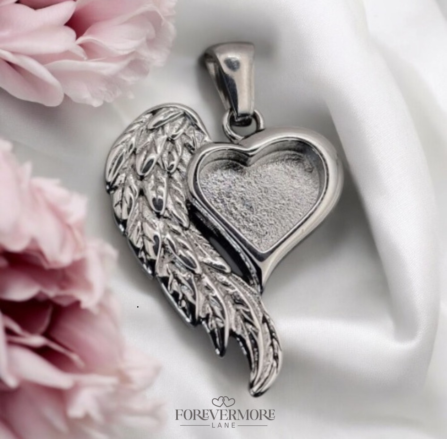 Angelica Heart Wing Pendant (Stainless Steel)