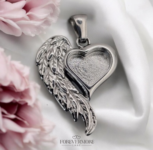 Angelica Heart Wing Pendant (Stainless Steel)
