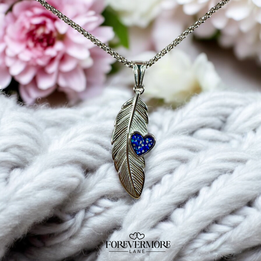 Alicia Heart Feather Pendant (Stainless Steel)